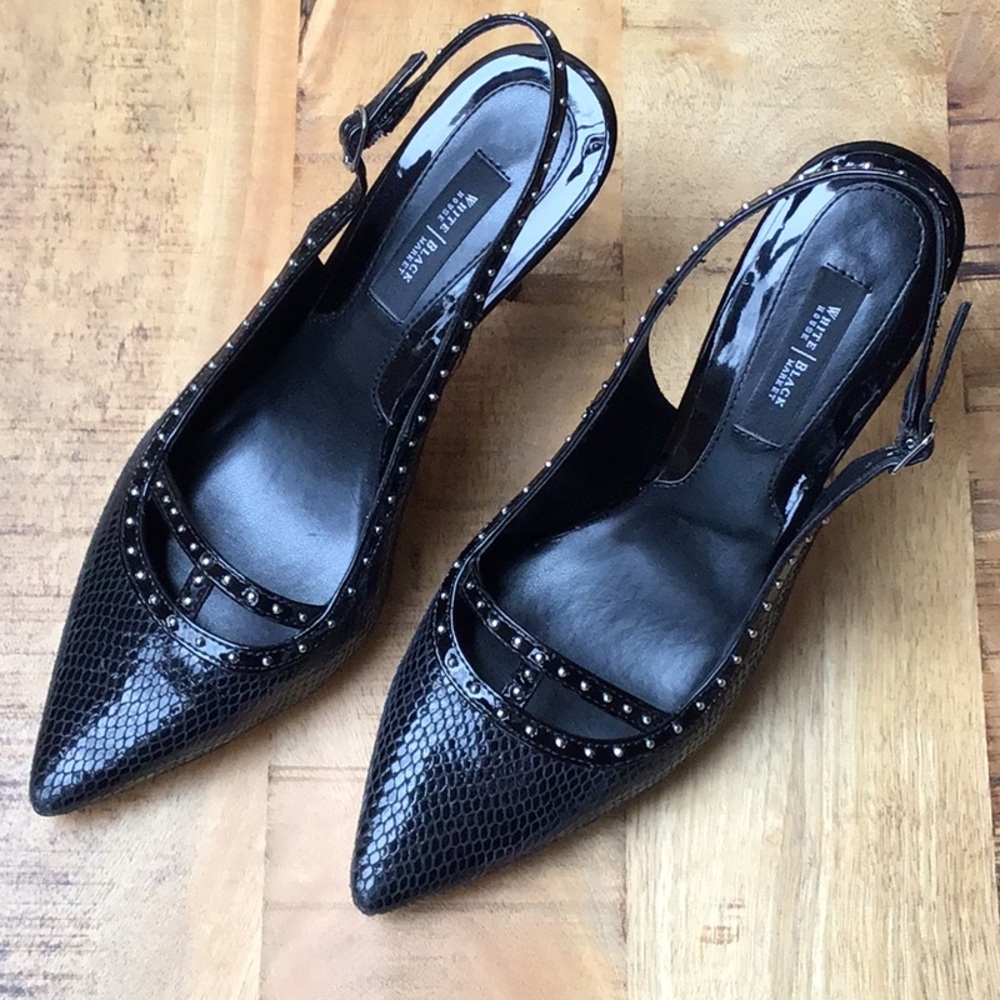 White House Black Market black heels with small silver stud accents